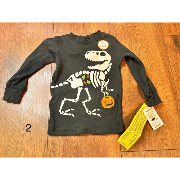 Carters Halloween Trex Skeleton Nwt Shirt 18 Months - Picture 1 of 4